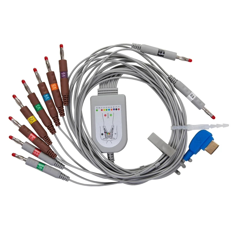 Câble banane ECG pour appareil ECG de poche à 12 dérivations
