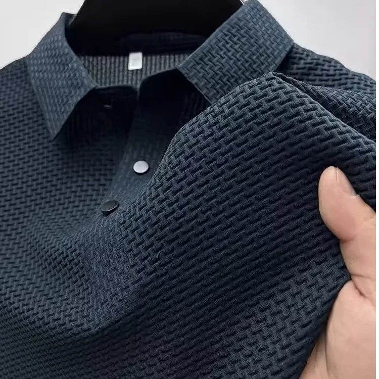 Polo Homme Texturé Jacquard Manches Courtes Respirant