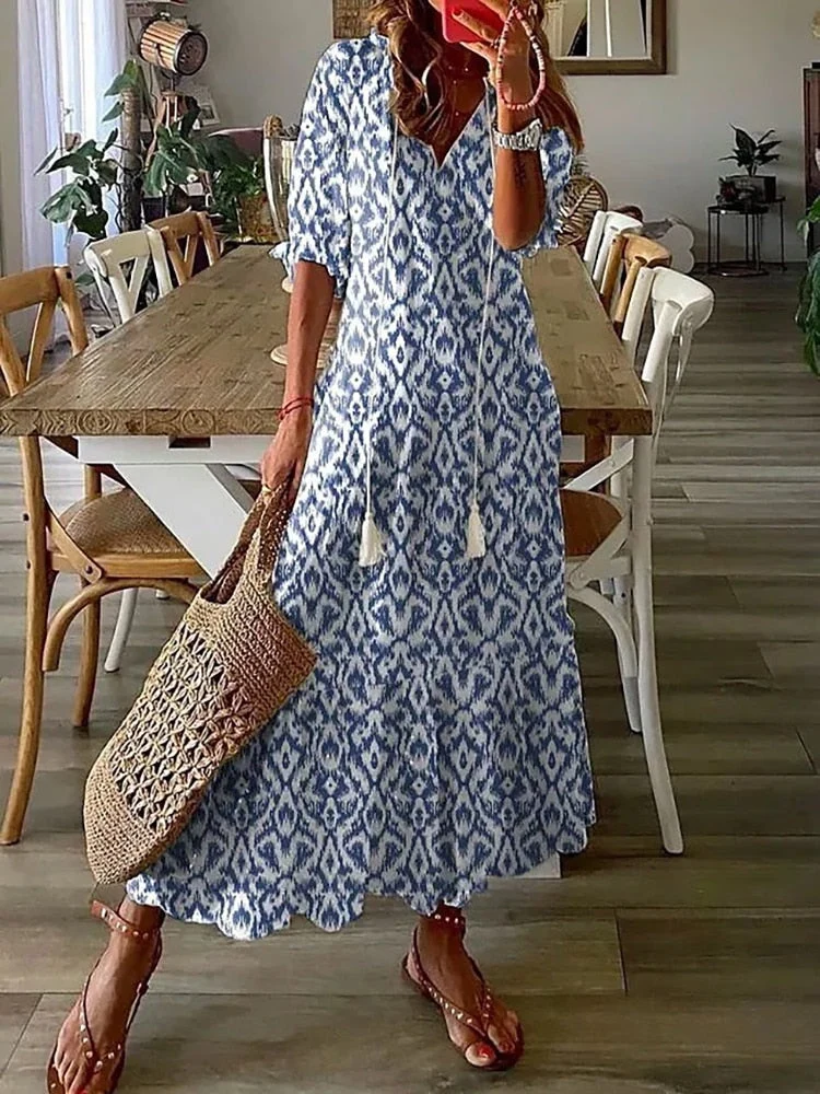 Robe Longue d'Été À Imprimé Floral