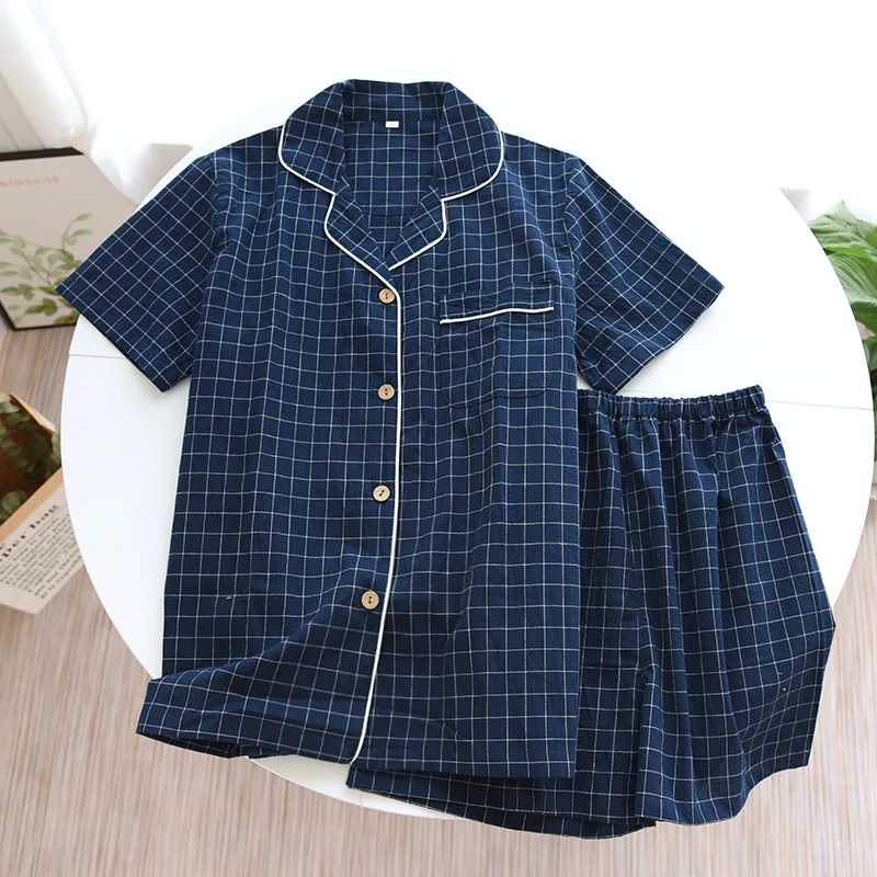 Pyjama en Gaze de Coton Chemise & Short Mixte - Printemps/ Été
