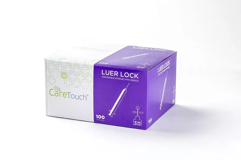 CareTouch Syringes Luer Lock, 3ml 23G X 1-1/2" - Box of 100