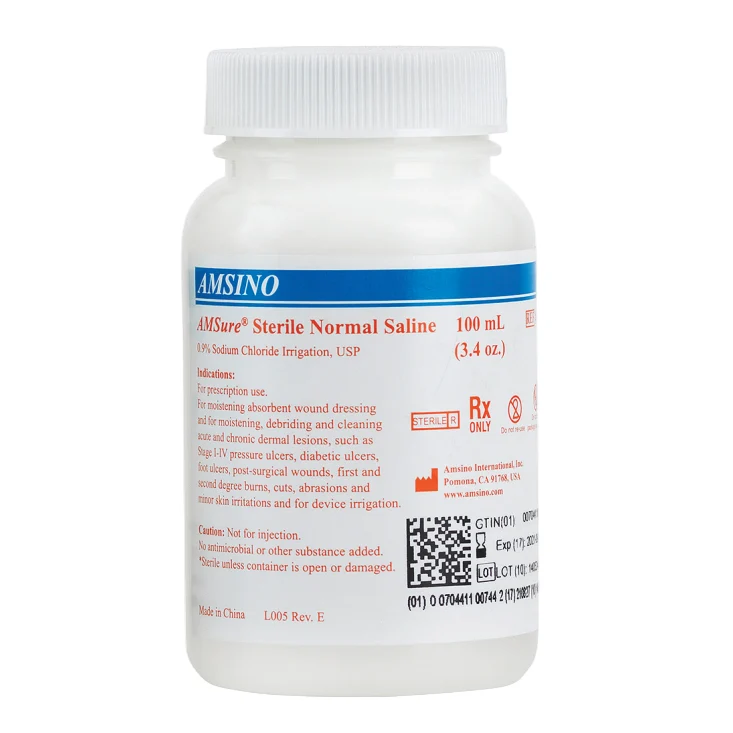 Amsino 100mL Sterile Saline (0.9%) for Device and Wound Irrigation