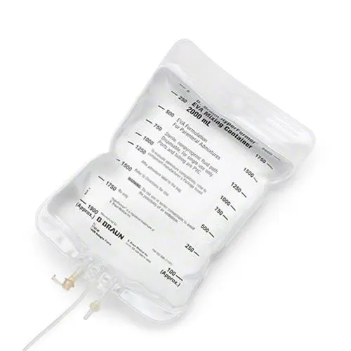 EVA Gravity Mixing Container, 2-lead Vented Transfer Set, 2000 mL
