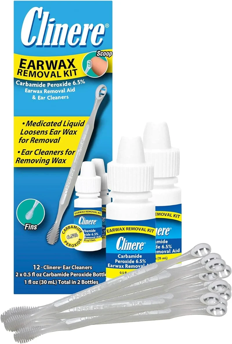 Clinere Earwax Removal Kit - 2 x .5 Fl Oz Carbamide Peroxide with 12 Sticks