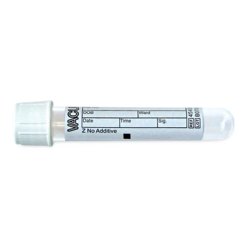 VACUETTE® Blood Collection Tube, Z No Additive, Non-Ridged, White Cap with Black Ring