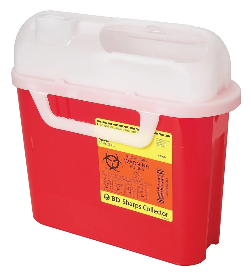 Sharps Container BD™ Gardian Red Base 11-7/10 H X 16-3/5 W X 4-1/2 D Inch Horizontal Entry 1.35 Gallon