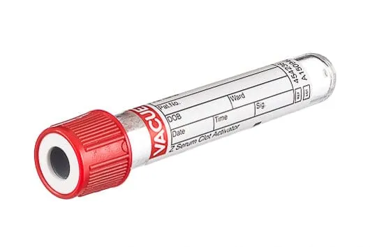 VACUETTE® Blood Collection Tube, CAT Serum Clot Activator, Non-Ridged, Red Cap