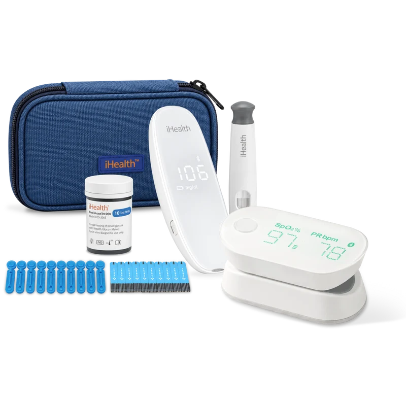 Gluco+ Smart Glucose Monitor and Air Pulse Oximeters Bundle