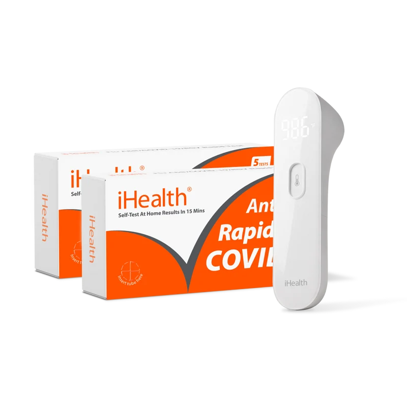 COVID-19 Family Pack (10 Tests) and PT3 No-Touch Thermometer Bundle