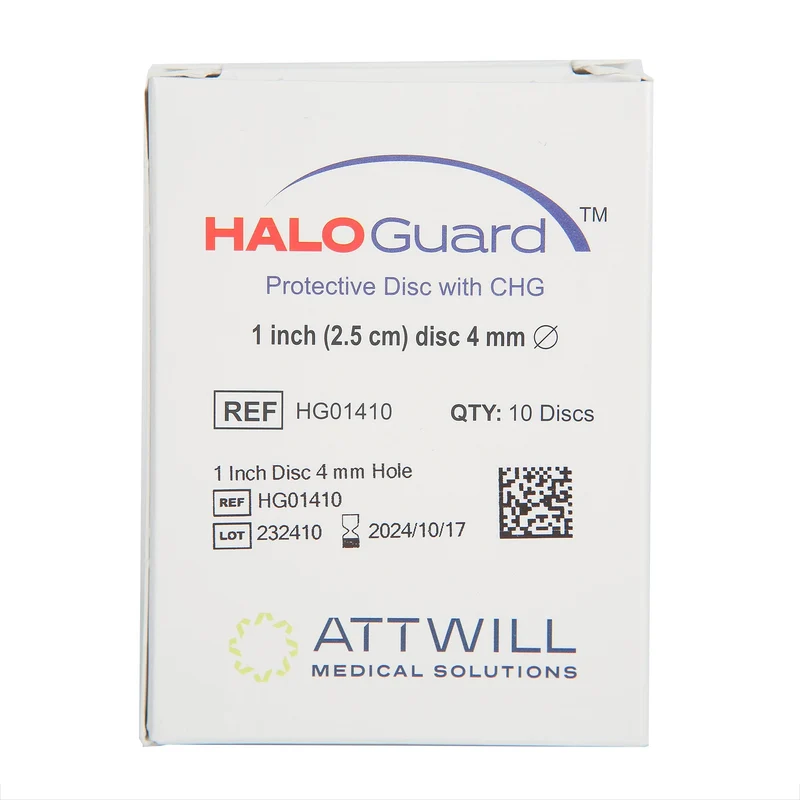 HaloGUARD™ Antimicrobial Protective Disc with CHG 1" Disc 4mm Hole