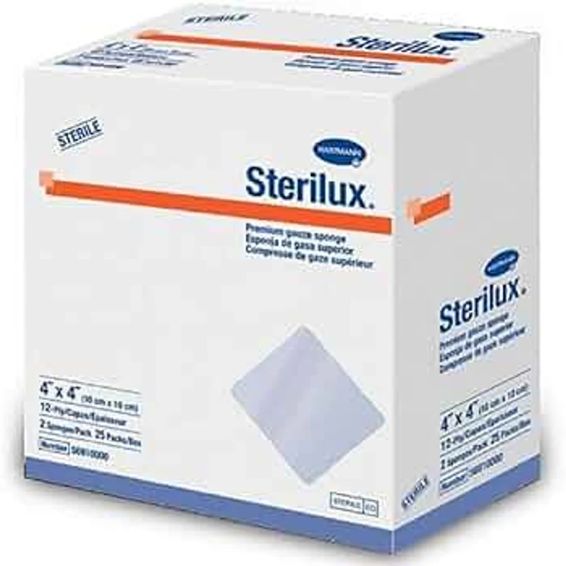 Sterilux AMD Sterile, 6-ply Antimicrobial Gauze Drain Sponges 4" x 4"