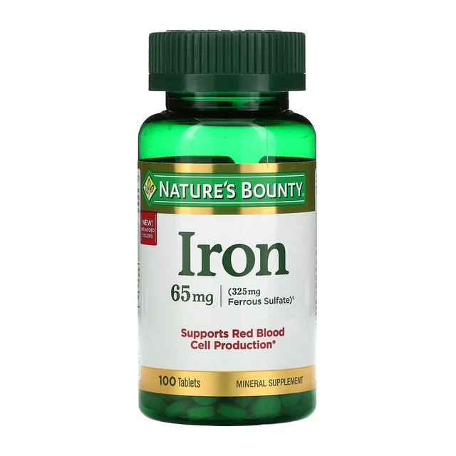 Nature's Bounty Iron Tablets, 65mg, 325mg Ferrous Sulfate, 120 ct