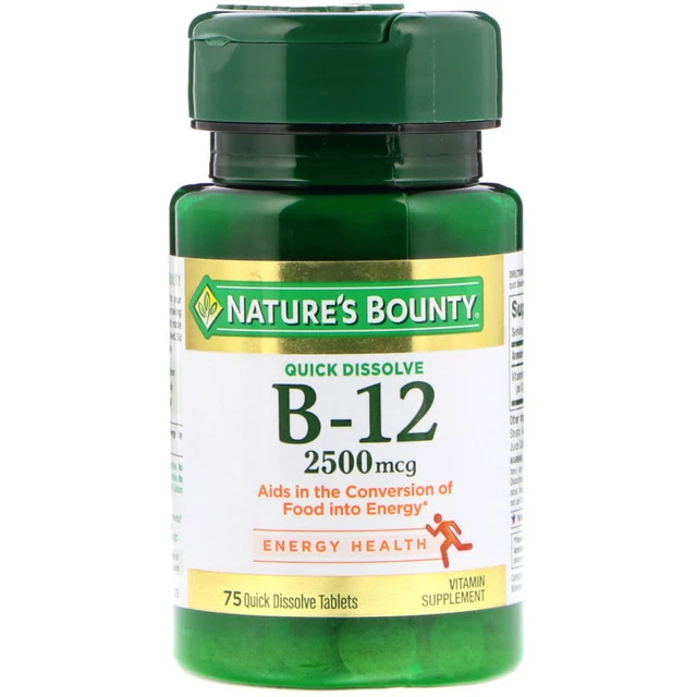 Nature's Bounty Quick Dissolve B-12, 2,500mcg, 75 ct