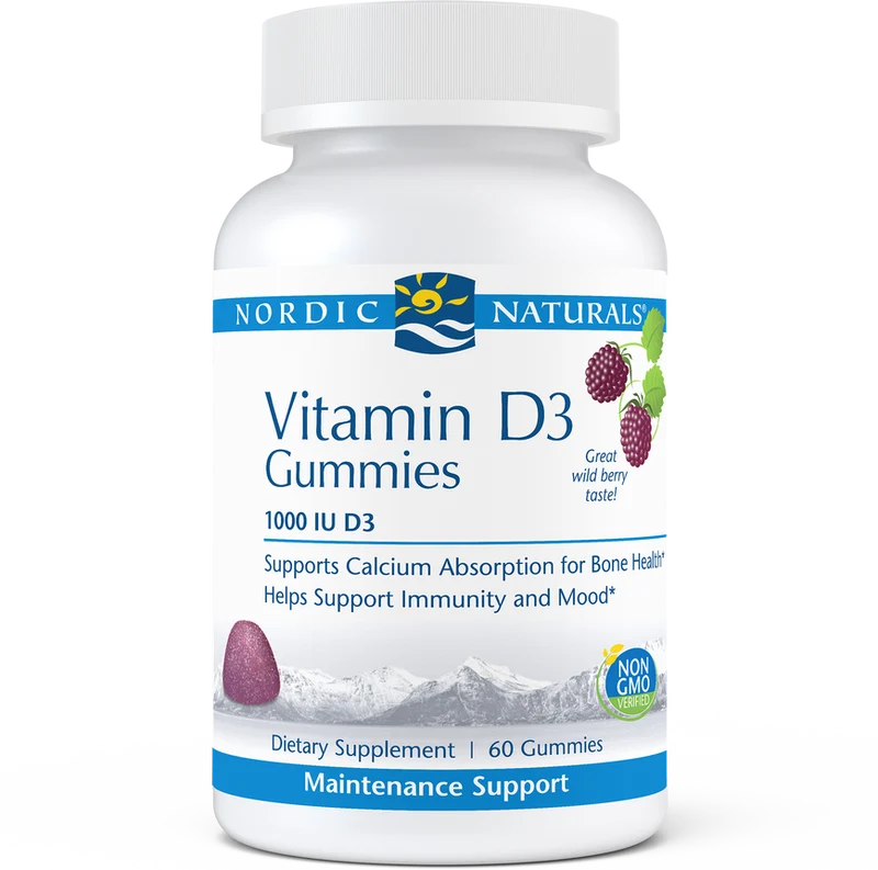Nordic Naturals Vitamin D3 Gummies, Wild Berry, 60 ct