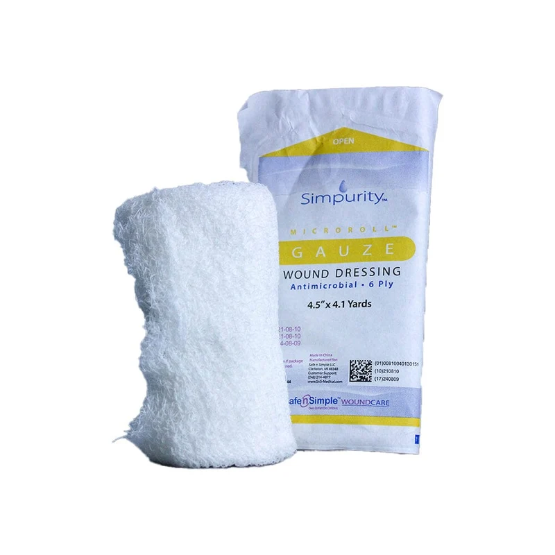 Simpurity Antimicrobial 6 Ply Sterile Rolled Gauze 4.5" x 4.1 yds.