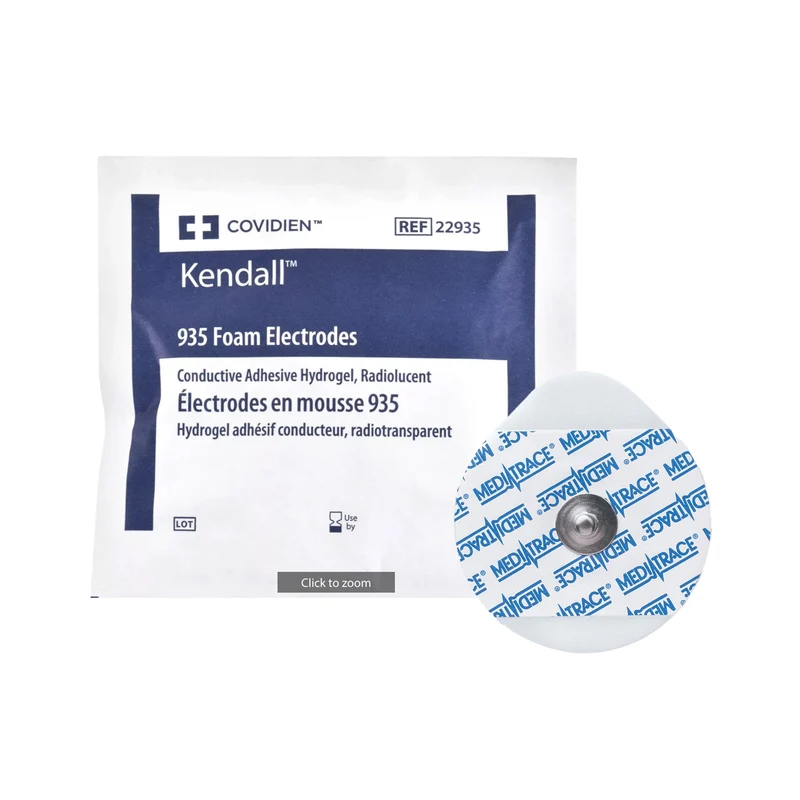 Kendall 935 Series Foam Conductive Adhesive Hydrogel EKG Electrode, Radiolucent, Tear Drop, Adult, 1.75"