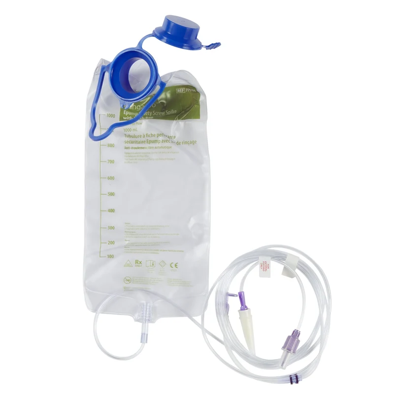 Kangaroo™ ePump™ Safety Screw Spike with 1000mL Flush Bag, Non-Sterile