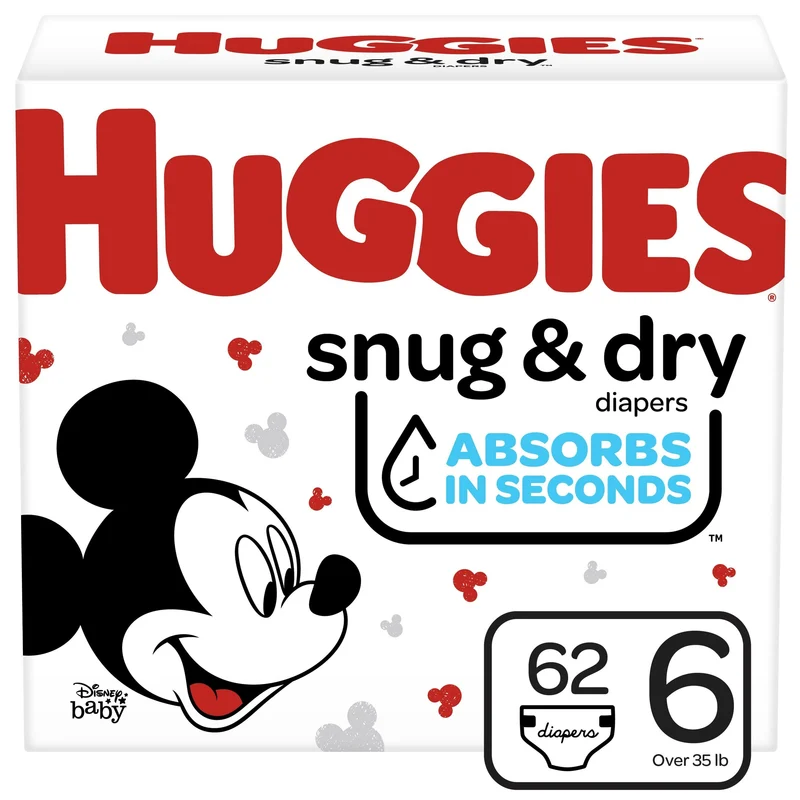 Kimberly Clark Huggies® Snug and Dry™ Baby Diaper, Size 6, Giga Pack, 62 Count