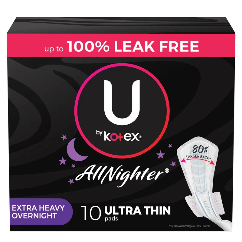 U by Kotex Super Premium Ultra Thin Overnight Pad with Wings, 12 ct