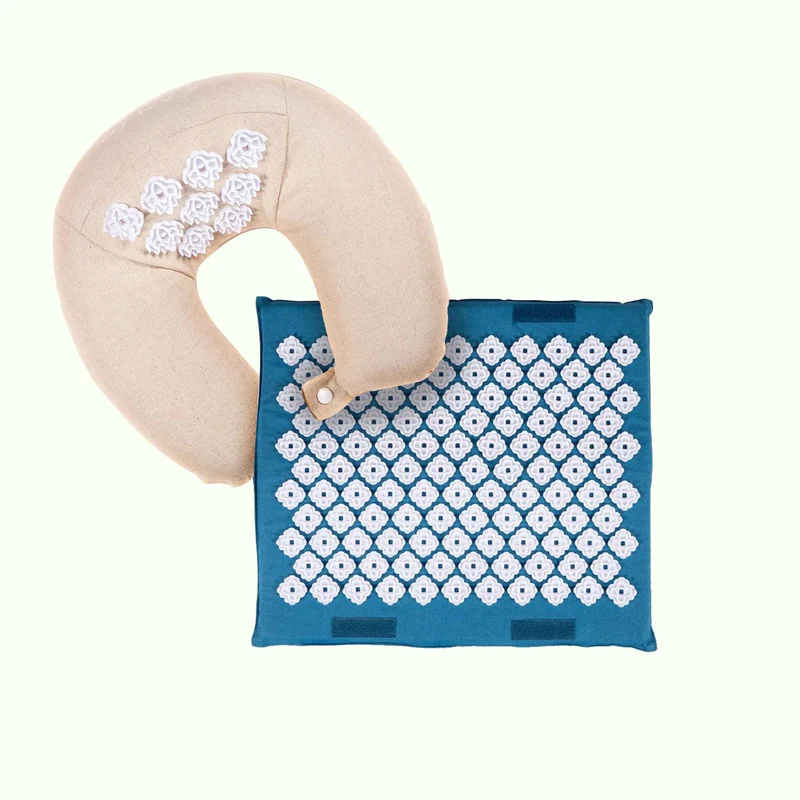 Acutens Kanjo Travel Acupressure Set, with Neck Pillow and Foot Mat