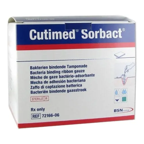 BSN Jobst® Cutimed® Sorbact® Impregnated Ribbon Gauze Dressing, 0.8'' x 19.7'' Green
