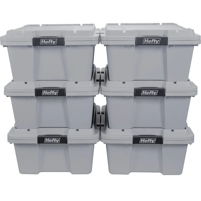 Hefty Hi-Rise Max Storage Container, 48 Qt, Gray
