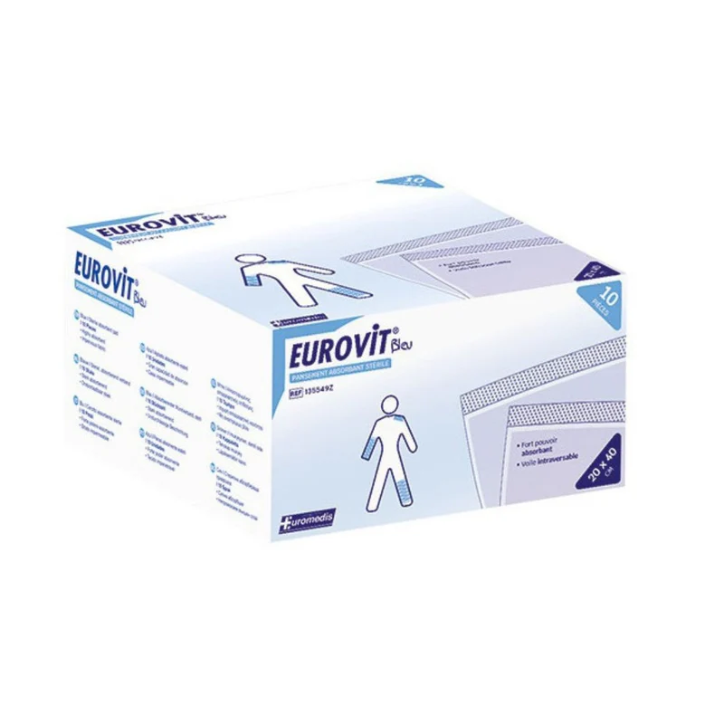 Pansement américain Stérile EUROVIT Bleu 20 x 40