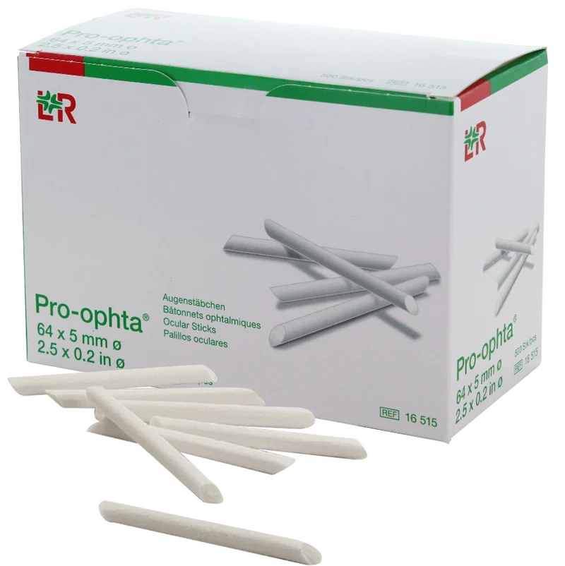 Pro-ophta® Bâtonnets ophtalmiques Non Stériles 6.4cm x 0.5cm - Boite de 500