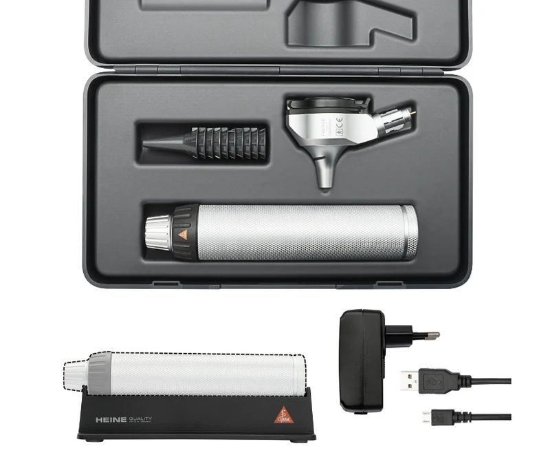 Trousse Otoscope HEINE Beta 400 à Fibre Optique LED poignée rechargeable