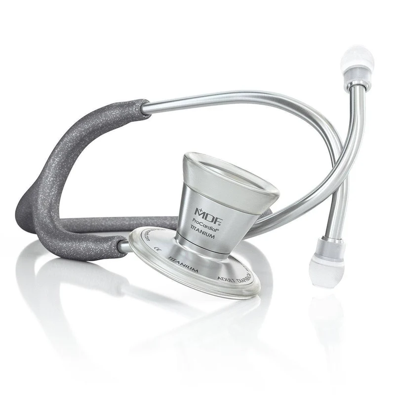 ProCardial® Titane - Stéthoscope de Cardiologie Adulte - Gris à Paillettes avec Étui