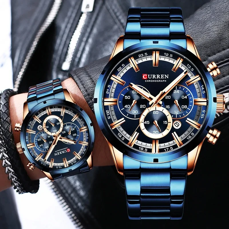 Montre Curren avec cadran bleu (Chad)