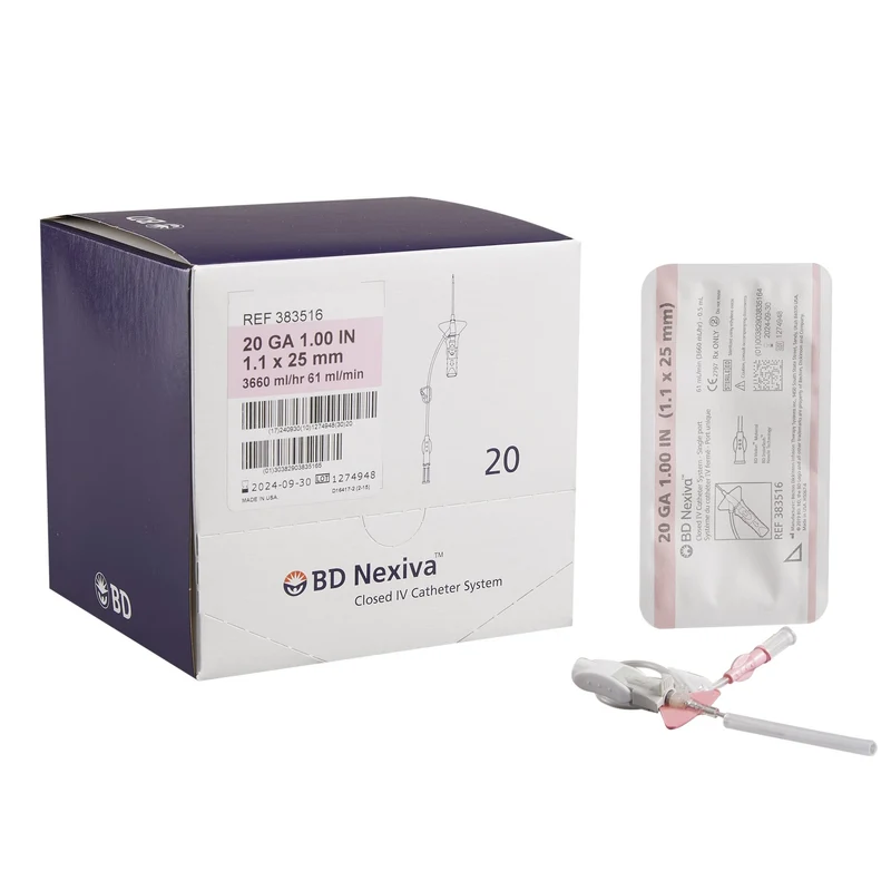 BD Nexiva™ Closed IV Catheter System, with Single Port, 20GA OD, 1" Pink