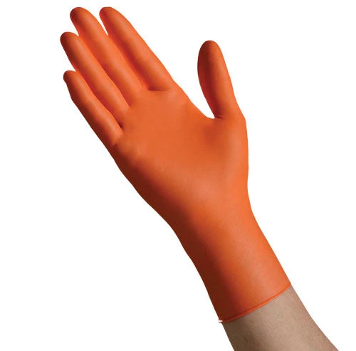 Ambitex High Visibility Nitrile Powder Free Gloves, Orange