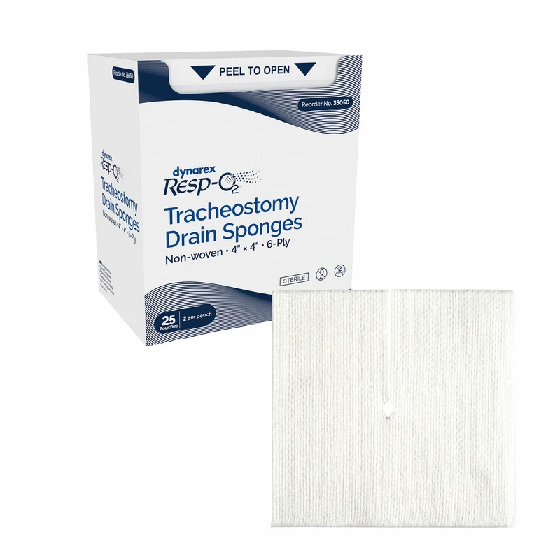 Dynarex Non-Woven Drain Sponge Sterile 2's, 4" x 4", 6-Ply