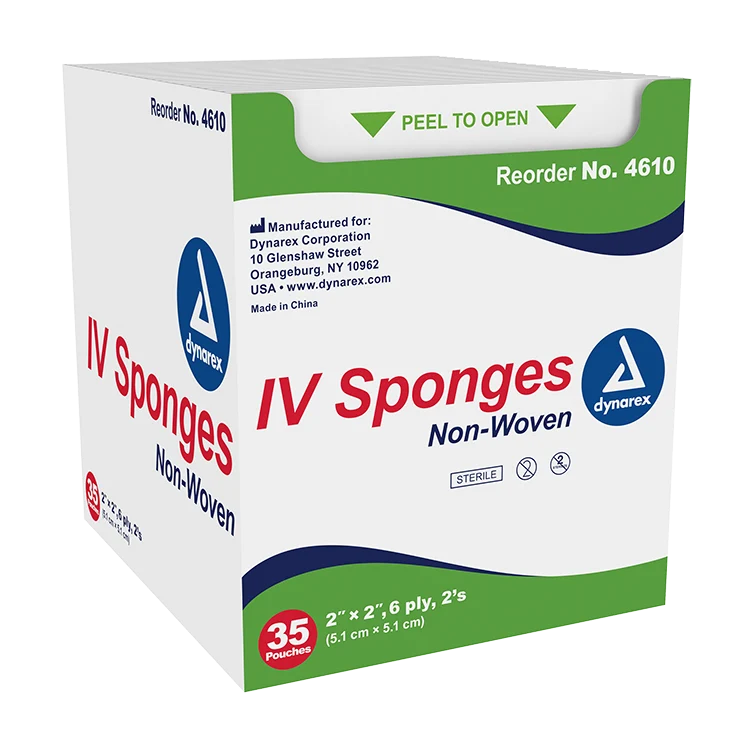 Non-Woven IV Sponge Sterile 2's, 2" x 2", 6-Ply