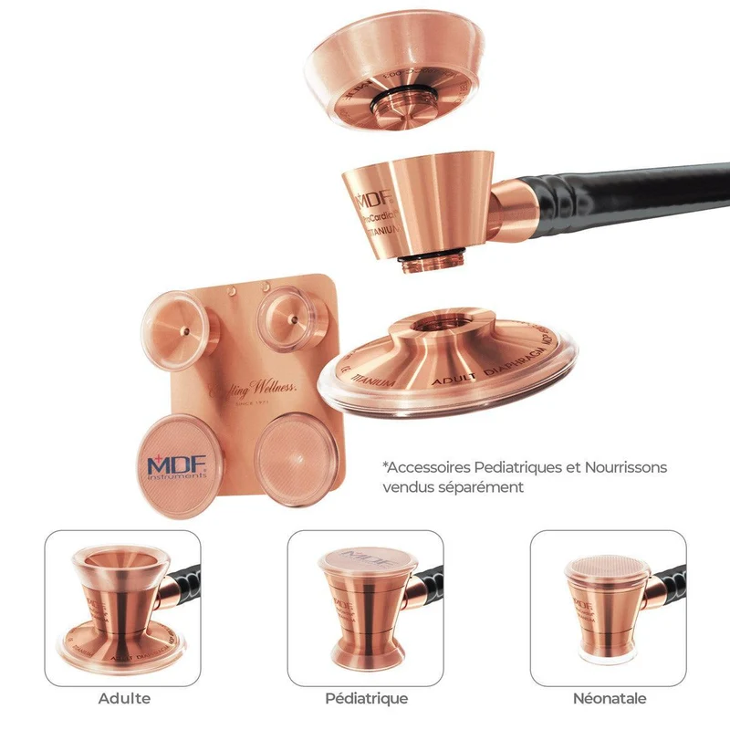 Accessoires Pédiatriques et néonataux avec attache - Pour stéthoscope Procardial® Titane - Or rose