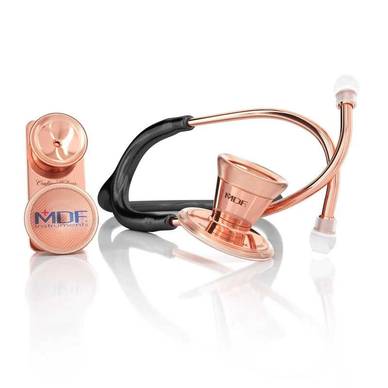 ProCardial® Stéthoscope de Cardiologie Adulte & Pédiatrique en Acier Inoxydable - Or Rose / Noir