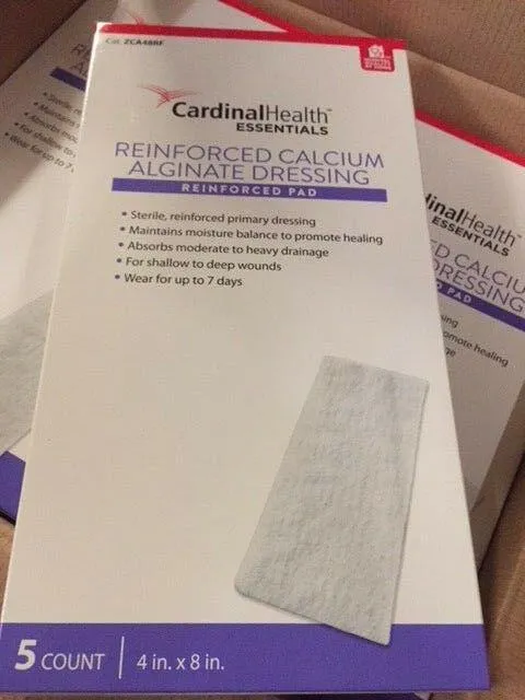 Cardinal Health Essentials Reinforced Calcium Alginate Dressing, 4" X 8", Sterile