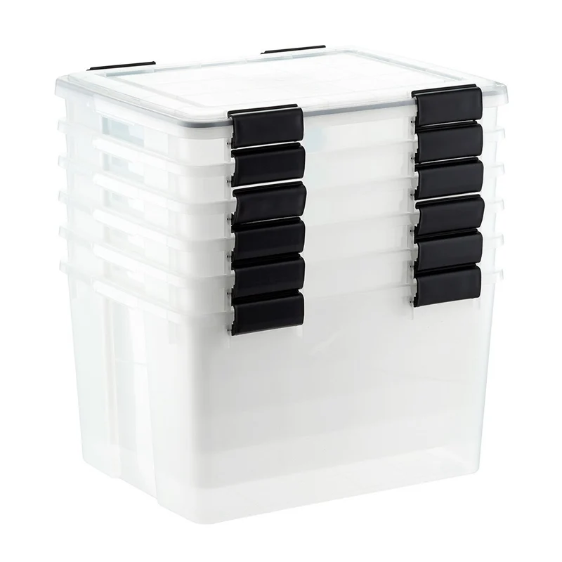 Weathertight Tote with Lid, Clear, 46.6 qt.