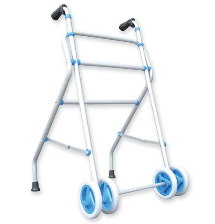 Déambulateur Pliable en Aluminium à 4 Roues Bleu