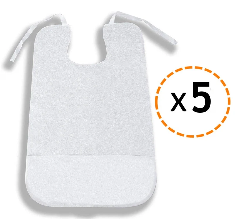 Bavoir Adulte Imperméable en éponge | Pack de 5 unités