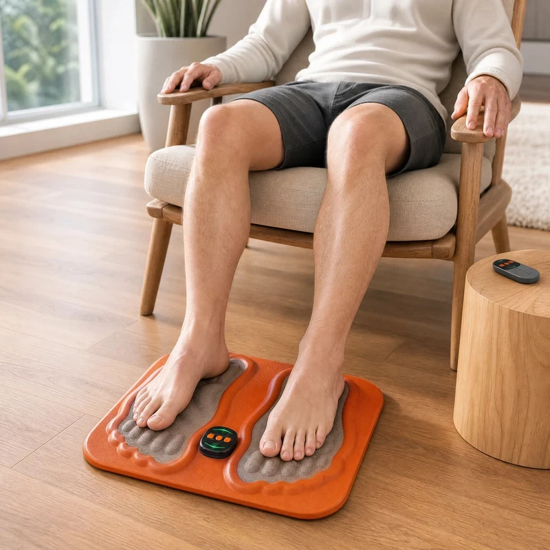 Portable Electrical Foot Stimulation Mat with Wireless Remote Control