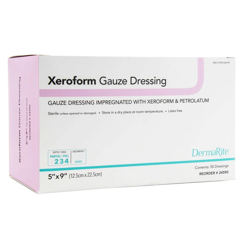 Dermarite Xeroform Gauze Wound Dressing, 5" x 9"