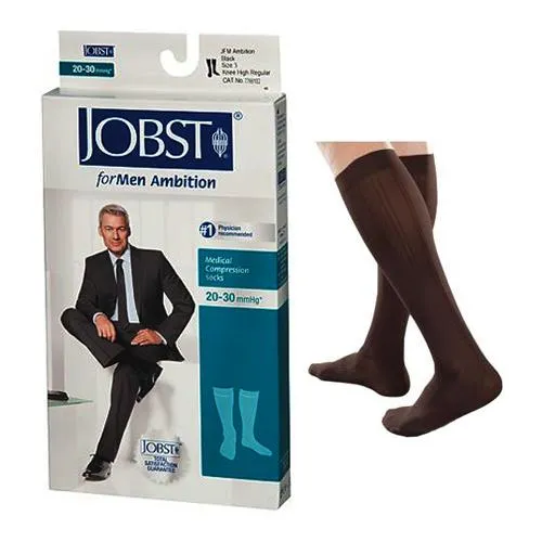 JOBST for Men Ambition Knee-High with SoftFit, 20-30, Closed, Long, Brown, Size 5