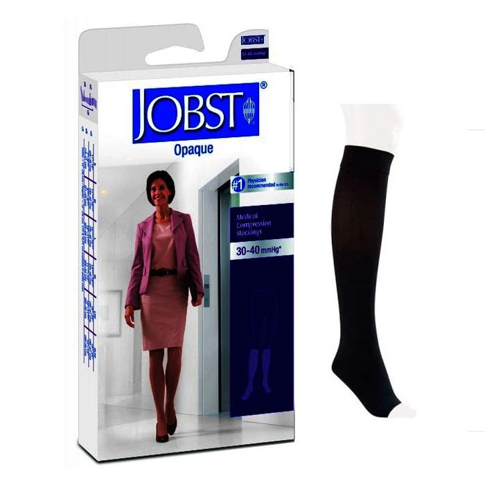 Jobst Opaque Knee-High, 30-40, Open, Classic Black, X-Large, Full Calf