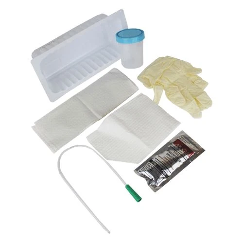 Nurse Assist Urethral Cath Tray W/14 Fr Clear Plastic Catheter, Sterile