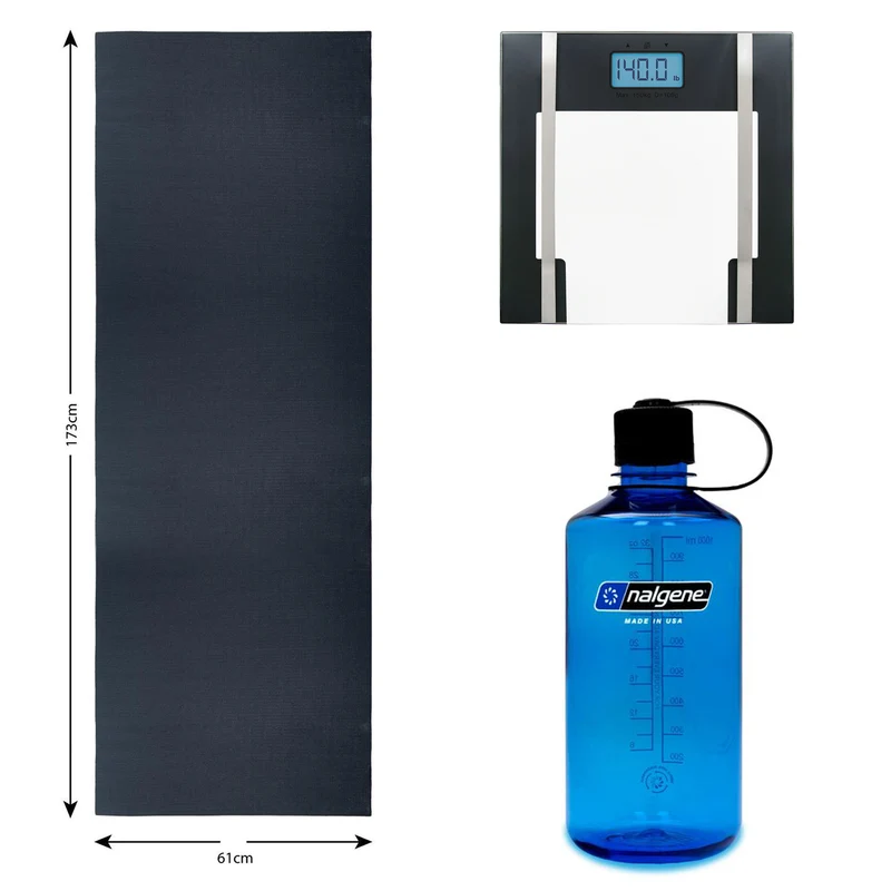 BIOS Living Exercise Bundle with Yoga Mat, Body Fat Scale, and Nalgene Bottle