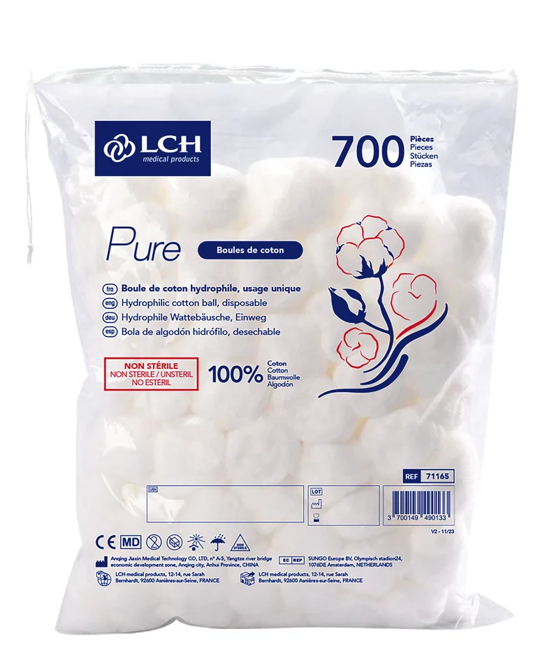 Boules de coton hydrophile LCH Pure 0,7 g - Sachet de 700