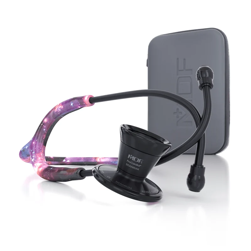 ProCardial® Titane - Stéthoscope de Cardiologie Adulte - Galaxy / BlackOut avec Étui
