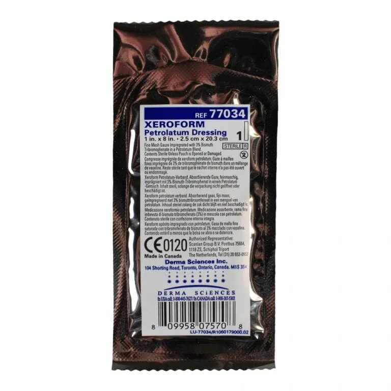 Xeroform Impregnated Petrolatum Dressing 1" x 8", Sterile, Latex-Free